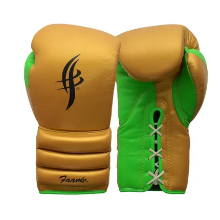 Green Gold Lace-Up Boxing Gloves
