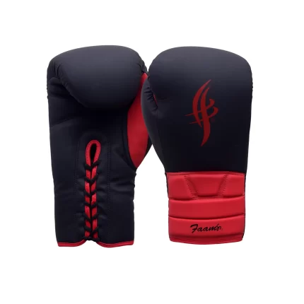 Black Red Lace-Up Boxing Gloves
