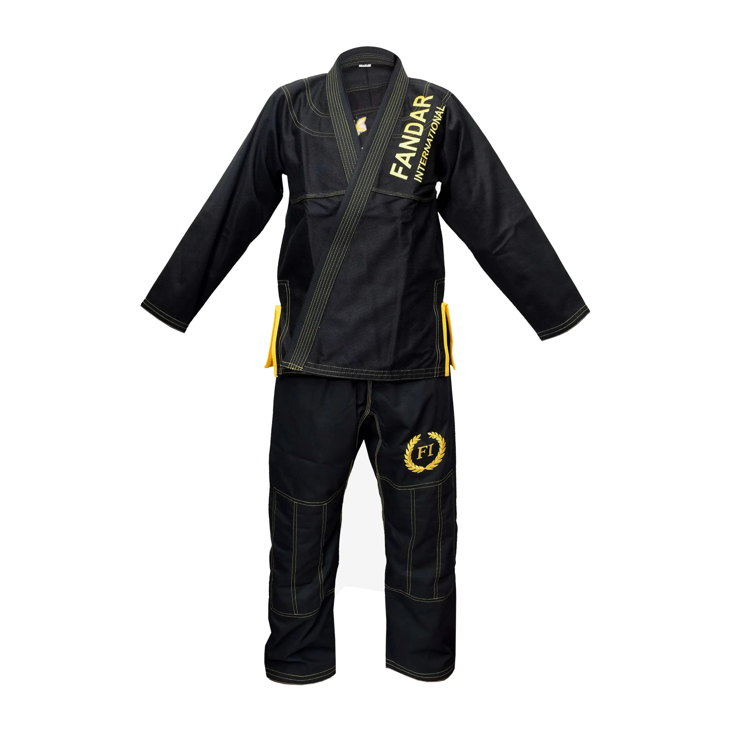 1 Fandar Black Jiu-Jitsu Suit with reinforced stitching and pearl weave fabric