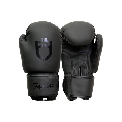 Kids Boxing Gloves (Black) – Front View Highlighting Compact Design