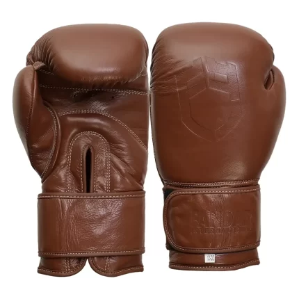 Fandar Brown Premium Fight Gloves – Front View with Velcro Closure