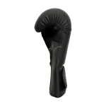 Side View of Fandar Matte Black Boxing Gloves with Smooth Leather Finish