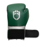 Velcro Closure Detail on Fandar Green and Silver Boxing Gloves