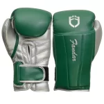 Fandar Green Silver Boxing Sparring Gloves – Front View with Sleek Design