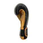 Fandar Black Gold Boxing Gloves – Side View Highlighting Hand and Machine Mold Padding