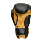 Close-Up of Fandar Black & Gold Fight Gloves Showing Premium Leather Material