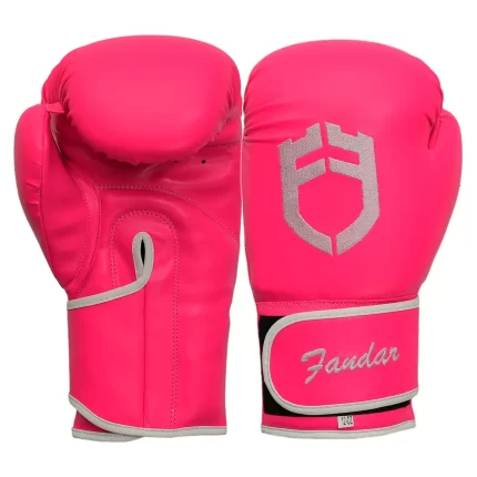 Fandar Pink Boxing Sparring Gloves with Embroidered Logo – Front View