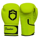 Yellow Fury Embroidered Boxing Gloves – Front View Showcasing Bold Embroidery