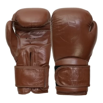 Fandar Brown Leather Professional Fight Gloves – Front View