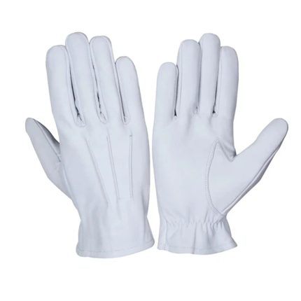 White Leather Fashion Gloves