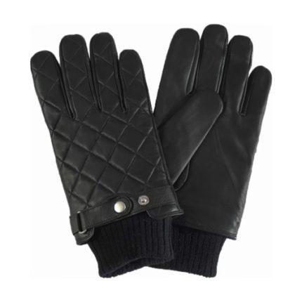 Black Quilted Leather Fashion Gloves – Warm & Stylish