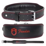 Fandar 4 Inches Black PU Leather Gym Belt with 4-layer construction