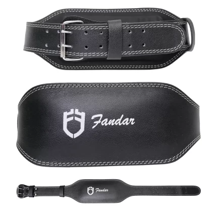 Fandar 6 Inches Leather Gym Belt with 3-layer construction