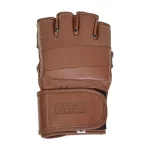 Fandar Brown Leather MMA Gloves with premium leather and open-palm design