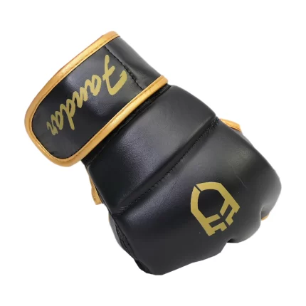 Fandar Black Gold MMA Leather Gloves for striking and grappling