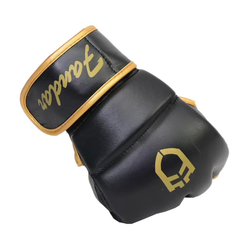 Fandar Black Gold MMA Leather Gloves for striking and grappling