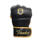 Premium black and gold leather on Fandar MMA Gloves for durability and style