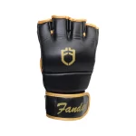 Fandar Black Gold MMA Leather Gloves for striking and grappling