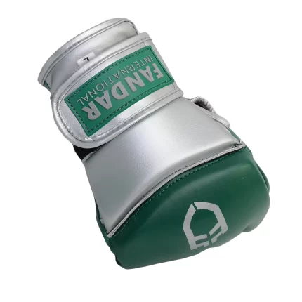 Fandar Green Silver MMA Gloves for striking and grappling in MMA training