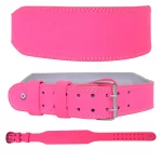 Fandar Pink Gym Belt – Front View with Amara Leather Construction