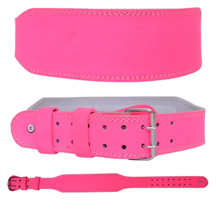 Fandar Pink Gym Belt – Front View with Amara Leather Construction