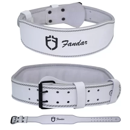 Fandar Premium White Gym Belt showcasing its 3-layer construction