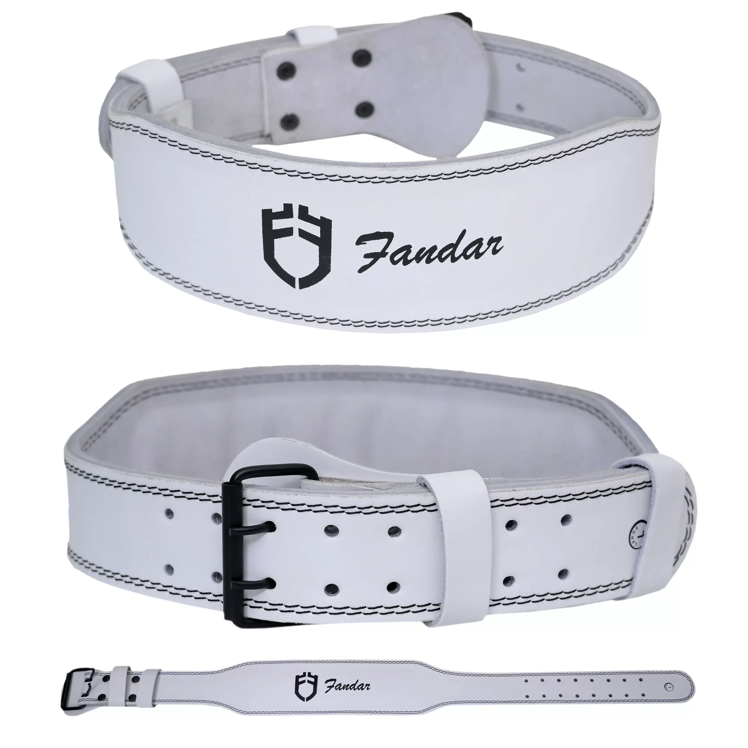 White Gym Belts Fandar Premium White Gym Belt showcasing its 3-layer construction