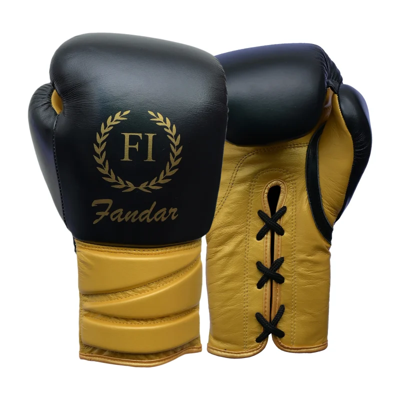 Fandar Gold & Black Lace-Up Gloves
