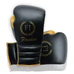 Black Gold Palm Lace-Up Boxing Gloves