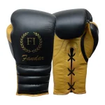 Black Gold Palm Lace-Up Boxing Gloves