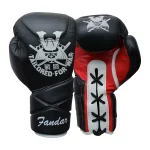 Black Red White Lace-Up Boxing Gloves