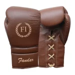 Brown Leather Lace-Up Boxing Gloves
