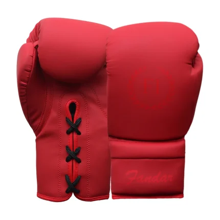 Red Matte Lace-Up Boxing Gloves